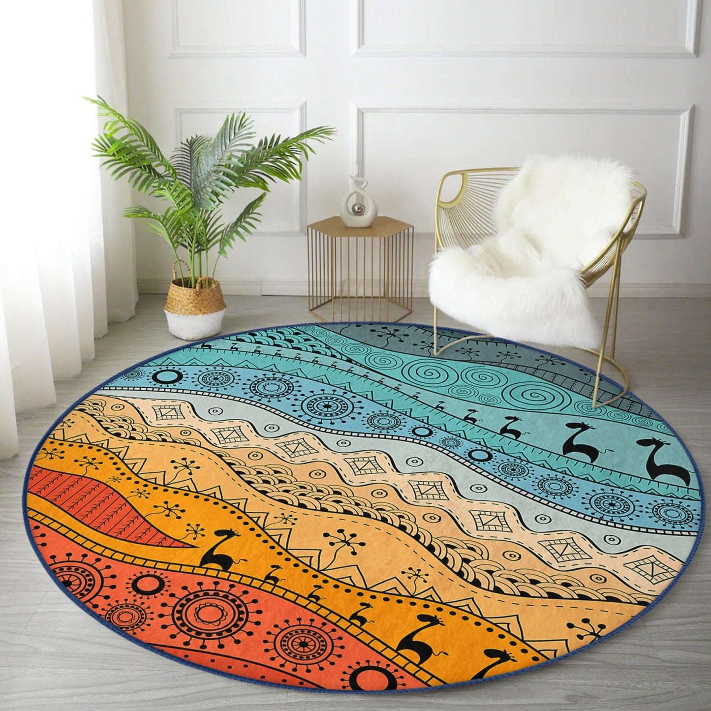 Abstract Circle Carpet, Abstract Round Rug, Bedroom Decorative Floor