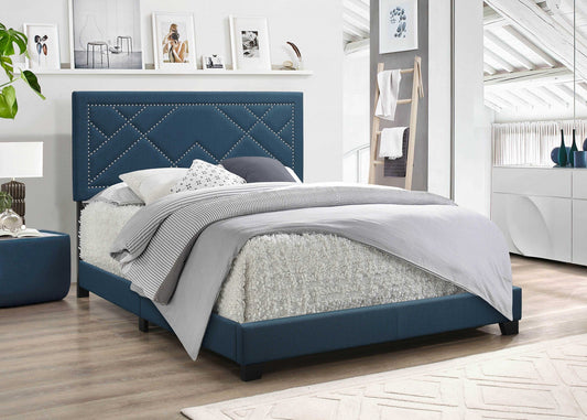 64inches X 86inches X 50inches Dark Teal Fabric Upholstered Bed Wood