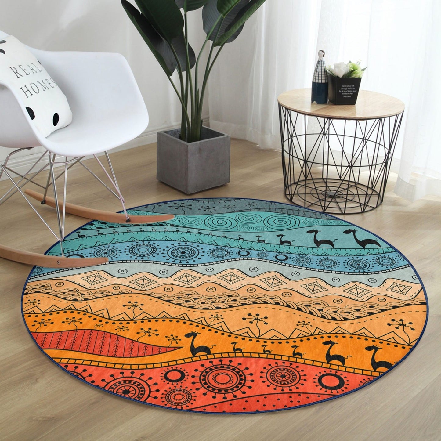 Abstract Circle Carpet, Abstract Round Rug, Bedroom Decorative Floor