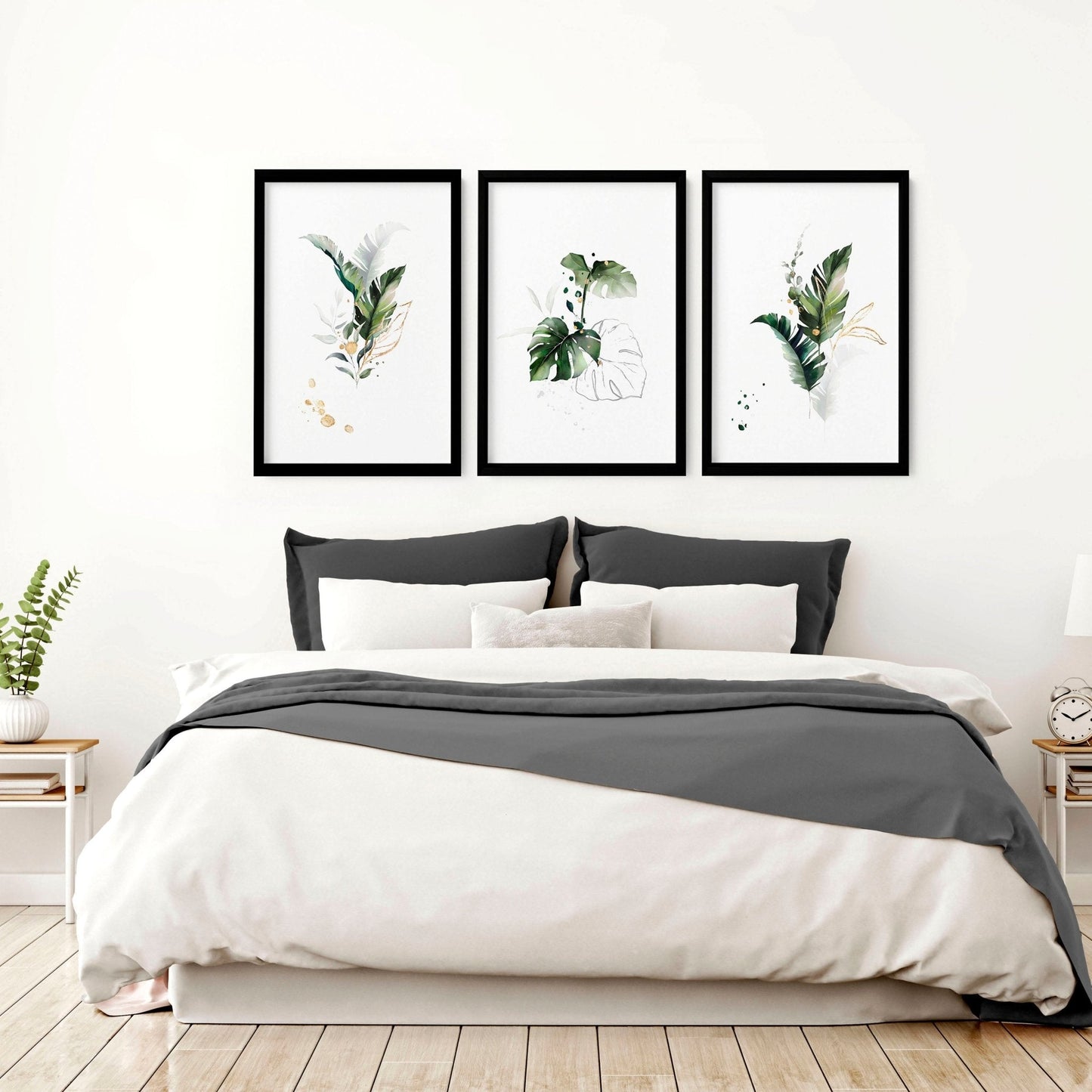 Bohemian Tropical bedroom decor | set of 3 wall art prints