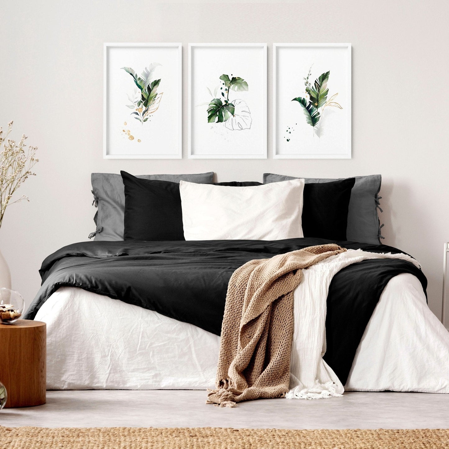 Bohemian Tropical bedroom decor | set of 3 wall art prints